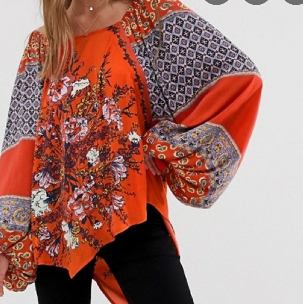 Free People Pasitano bubble sleeve top